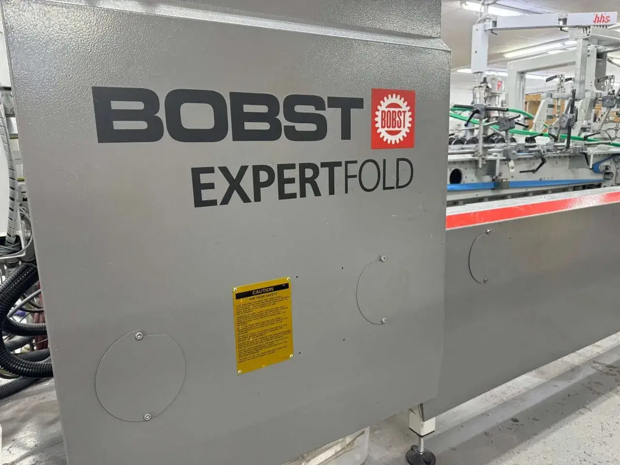 name plate for Bobst Expertfold gluer for folding carton manufacturing.